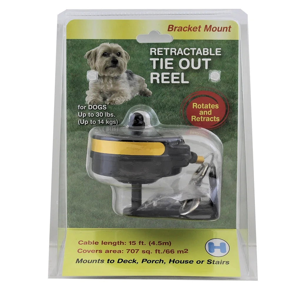 Bracket Mount Retractable Tie Out Reel for Dogs up to 30 Lbs