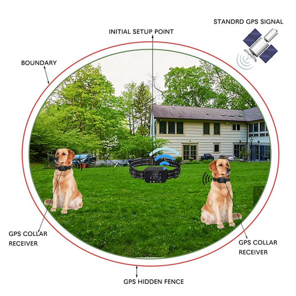 1000M GPS Dog Fence 100~3280 Ft Range Electric Dog Training Collar for Dogs Vibration Sound Shock Rechargeable Waterproof