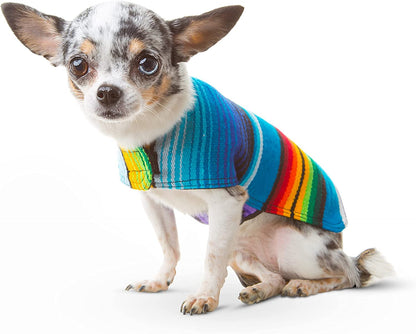 Dog Clothes - Handmade Dog Poncho from Authentic Mexican Blanket by  (Blue, X-Large)