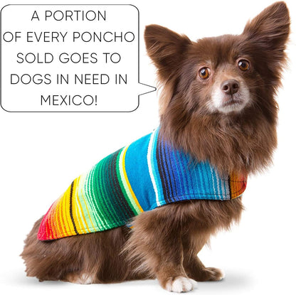 Dog Clothes - Handmade Dog Poncho from Authentic Mexican Blanket by  (Blue, X-Large)