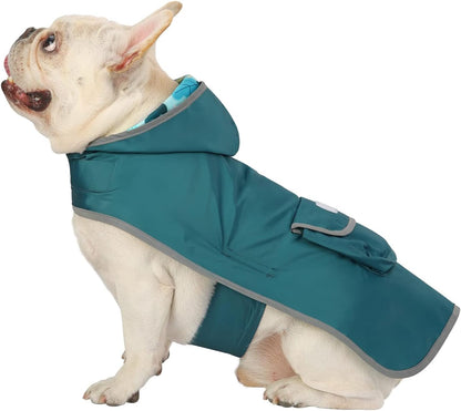 Reversible Dog Raincoat Hooded Slicker Poncho Rain Coat Jacket for Small Medium Large Dogs Dinosaurs - M