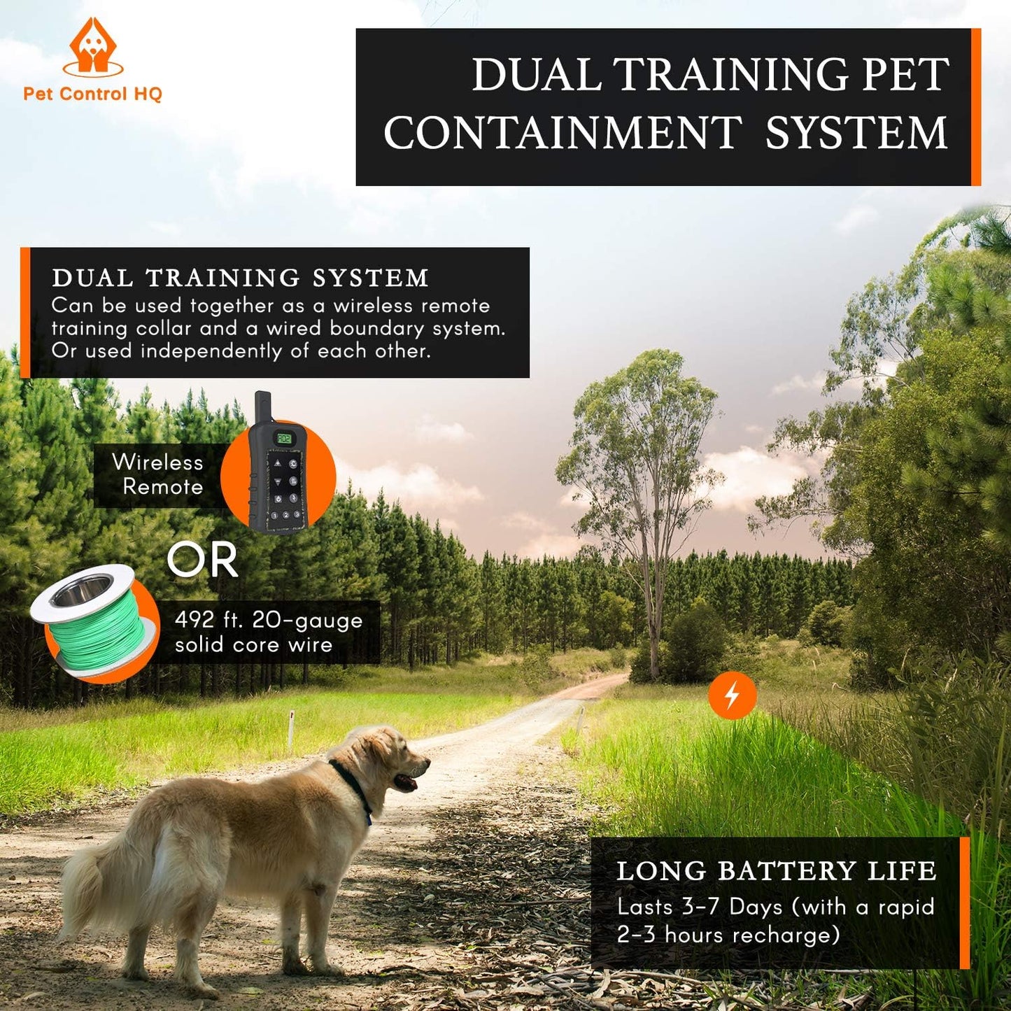 Wireless Dog Fence System - Dog Fence Electric Shock Collar Training with Remote - Pet Containment System with Fence Wire Underground Perimeter (1 Dog with Remote)