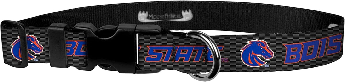 Dog Collar – Boise State University Broncos Adjustable Pet Collars, 1 Inch Wide, Medium, Carbon Fiber