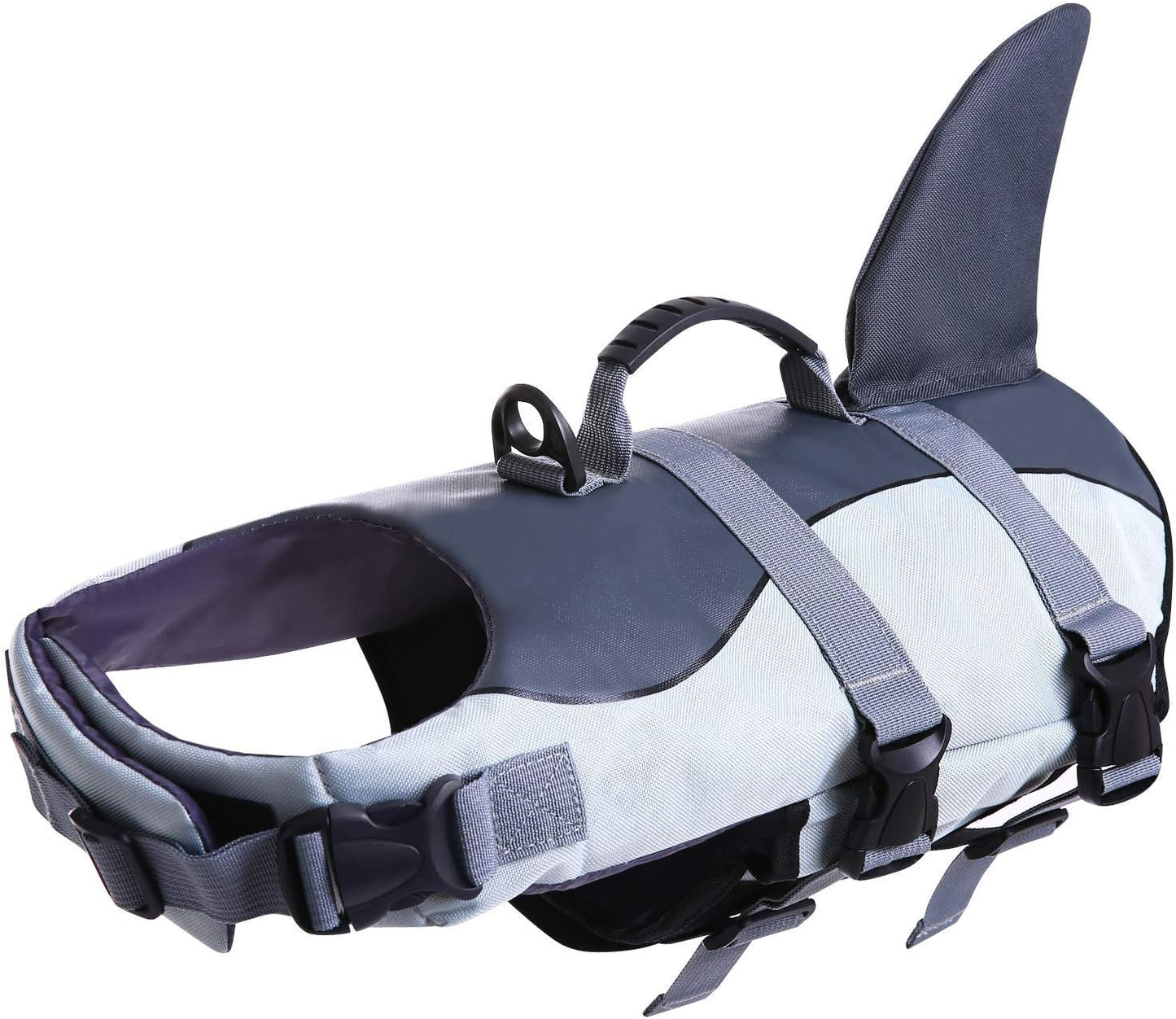 Dog Life Jacket Pet Life Safety Vest for Swimming Boating, Dog Shark Life Jackets Dog Lifesavers Swimsuits for Pool, Dog Water Floatation Vest for Small Medium Large Dogs, Grey, X-Large