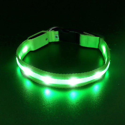 Light up Dog Collars -100% Waterproof - USB Rechargeable - Ultimate Bright LED Safety Collar for All Dogs(Green,Medium)